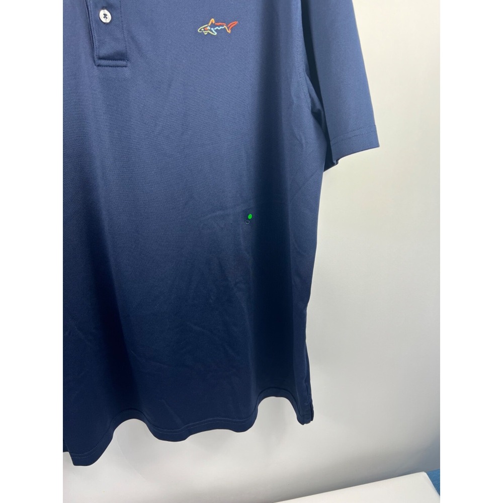 Greg Norman For Tasso Elba Five Iron Play Dry Polo Men's Sz L Navy Short Sleeve - Picture 2 of 11